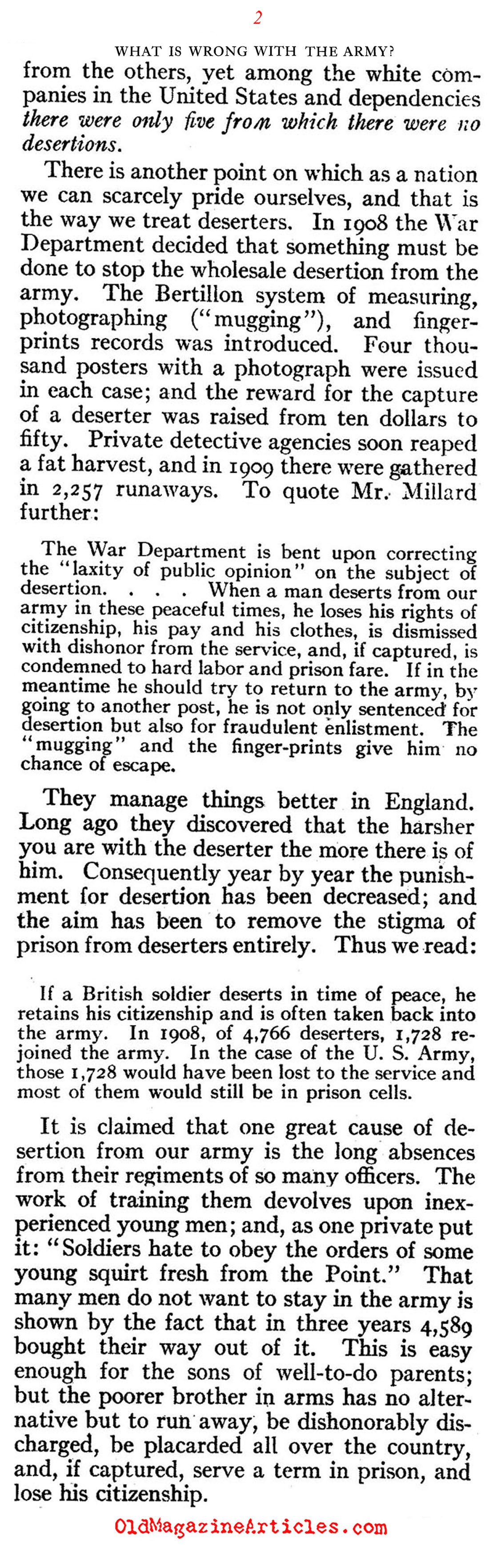 The U.S. Army: Plagued by Deserters   (Review of Reviews, 1910)